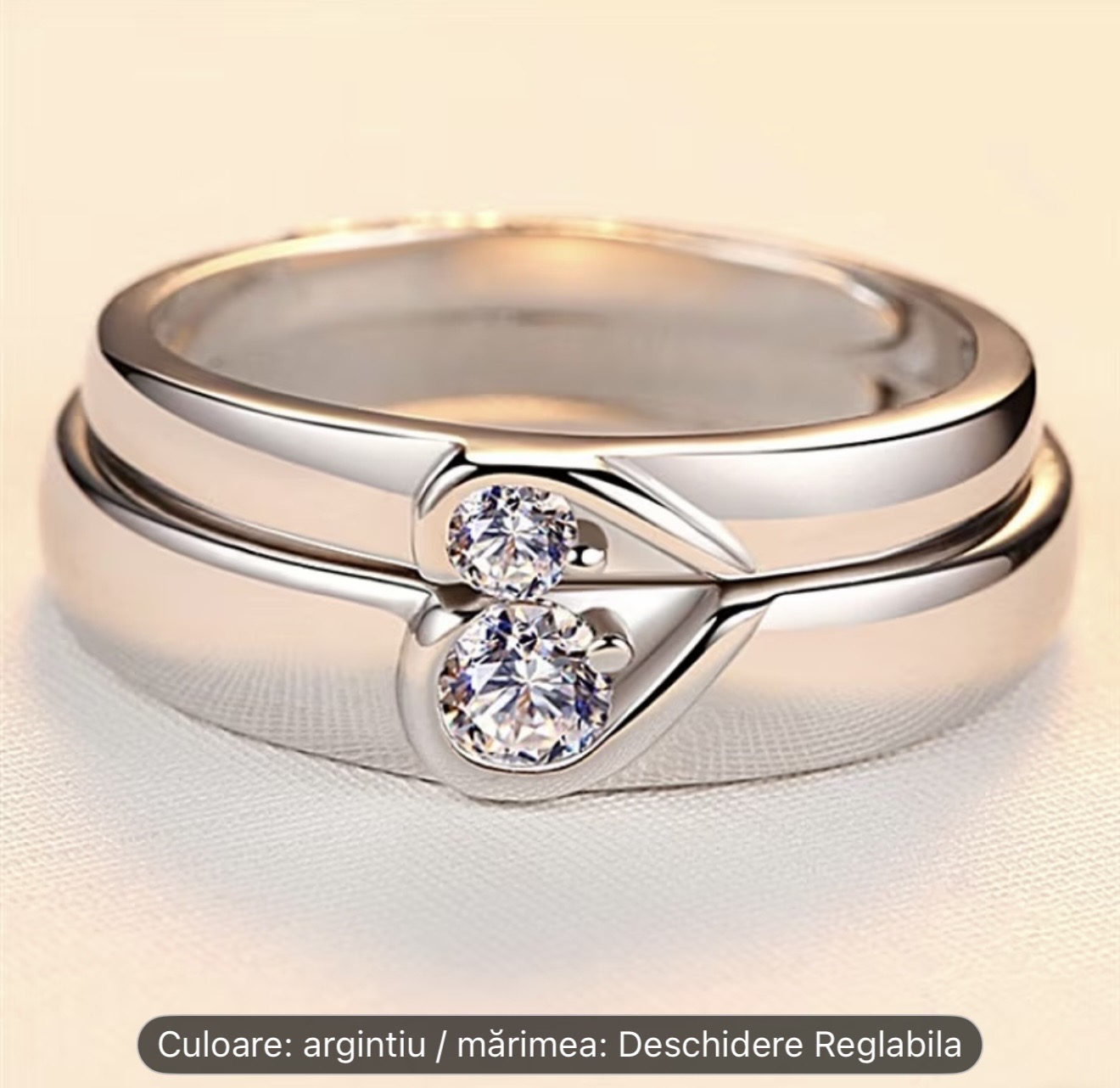 Cuplu Inimă Inele Argint