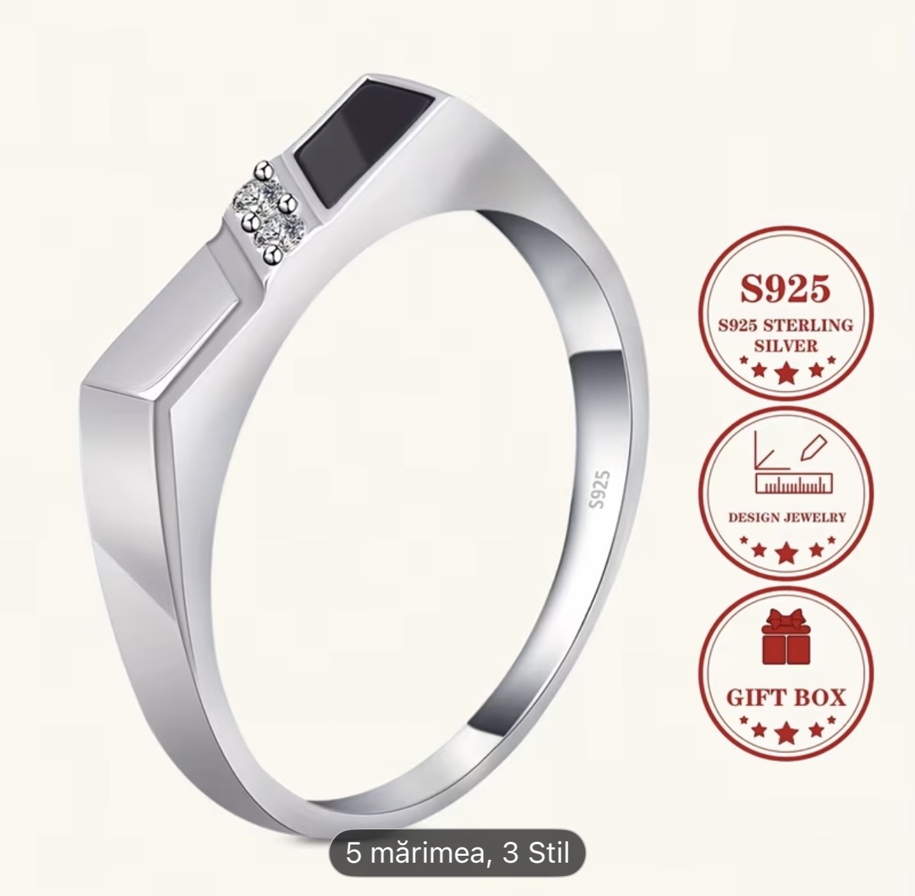 Inel elegant cu sigiliu din argint pentru bărbați