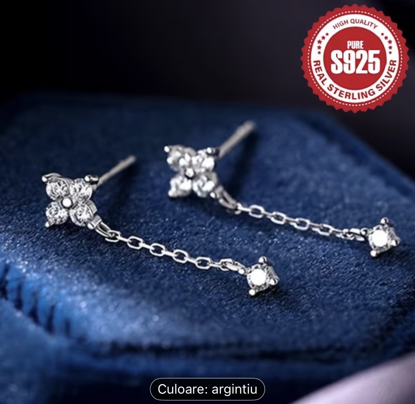 Cercei eleganți din argint sterling cu pandantiv