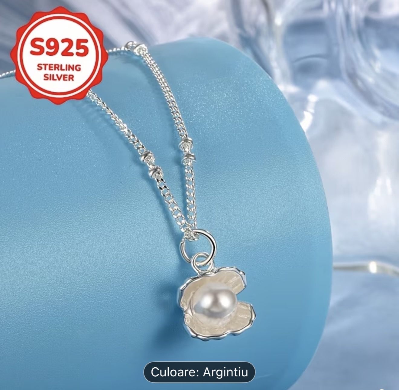 Colier cu pandantiv din argint sterling și perle