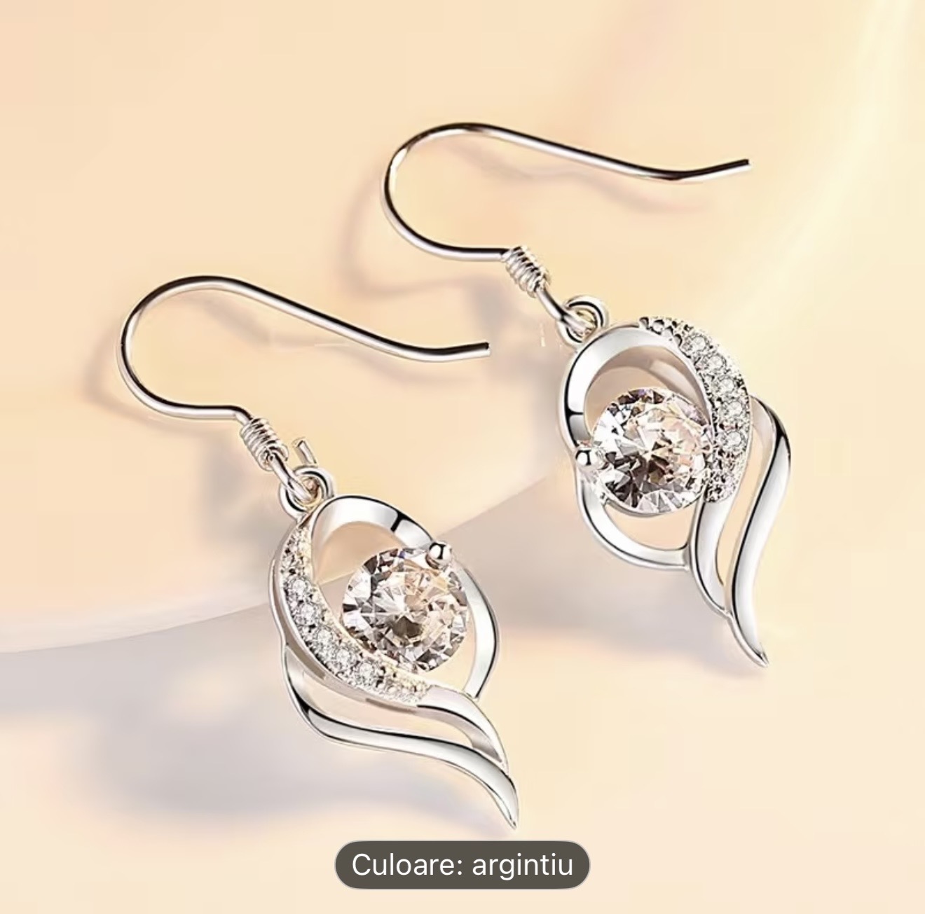 Cercei eleganti cu cristale argintii