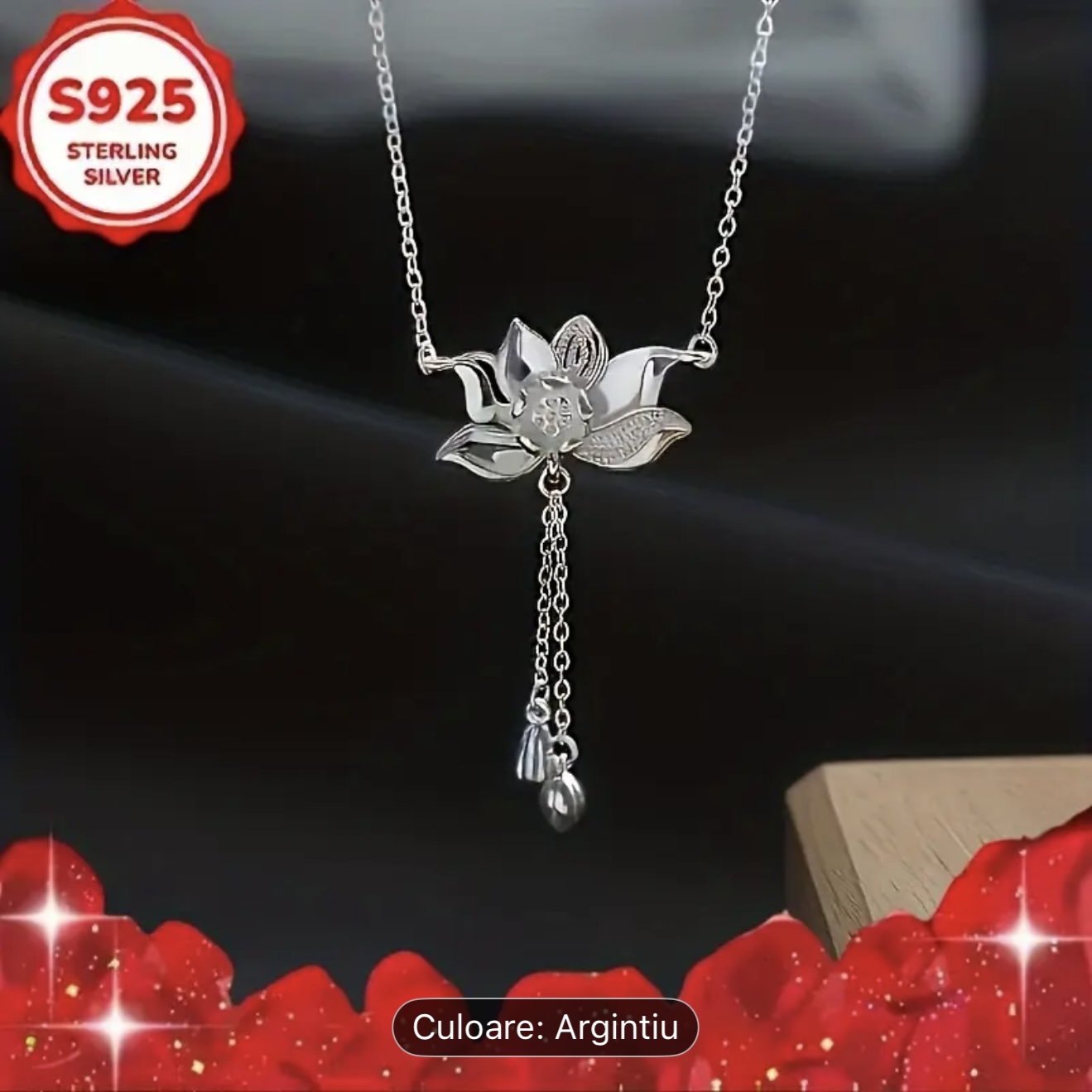 Colier din argint cu flori de lotus