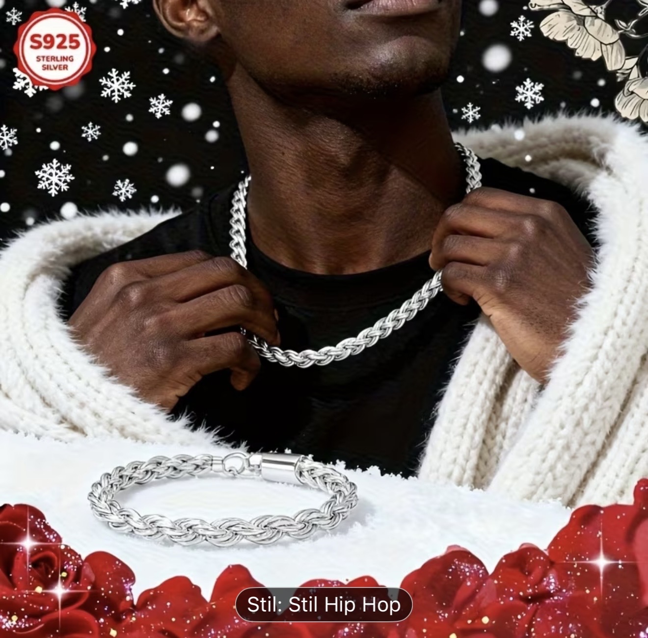 Colier și brățară din argint 925 cu frânghie