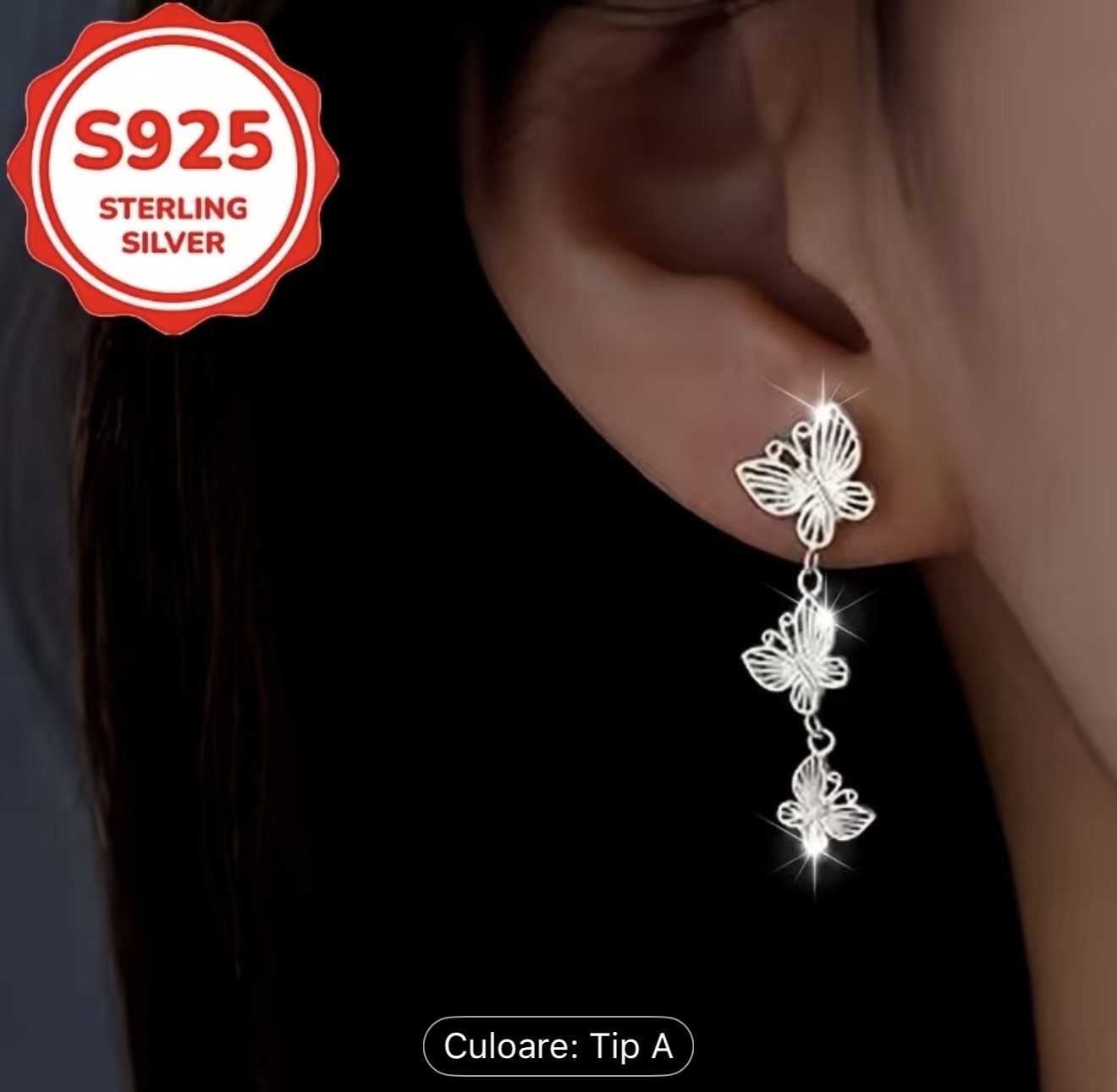 Cercei Fluture din Argint Sterling