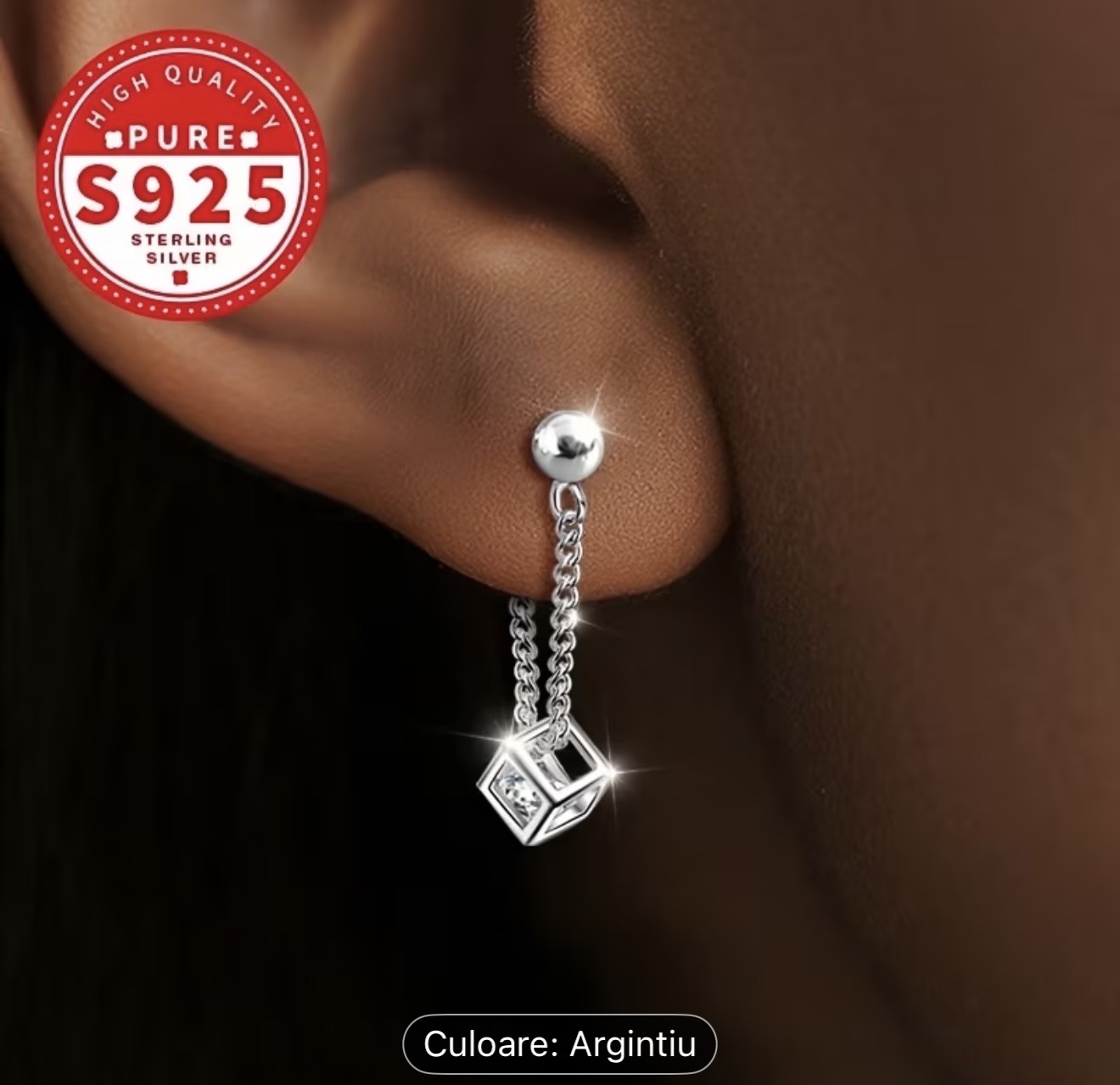 Cercei geometrici din argint