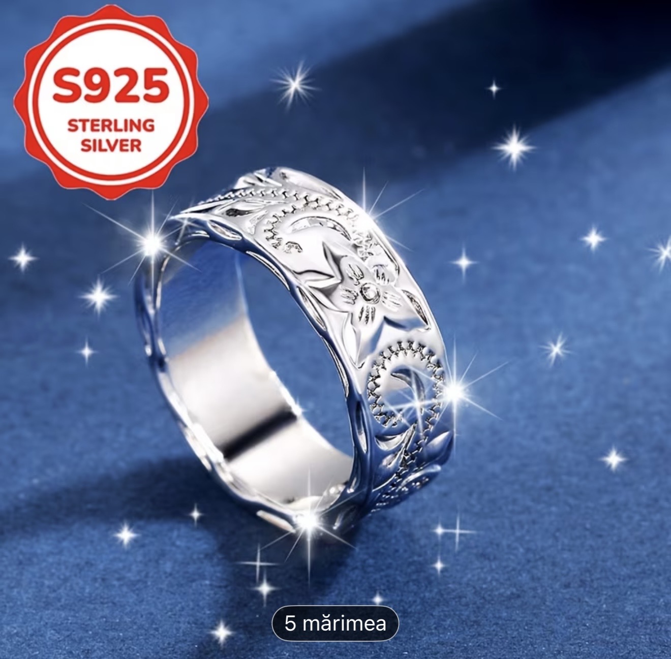 Inel ornamentat din argint sterling