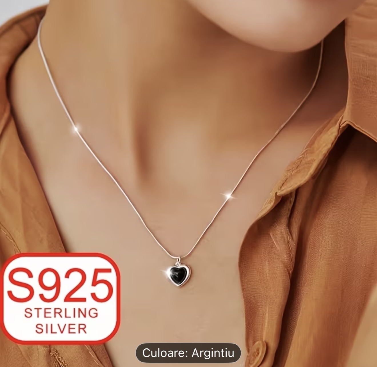Colier cu pandantiv inimă din argint S925