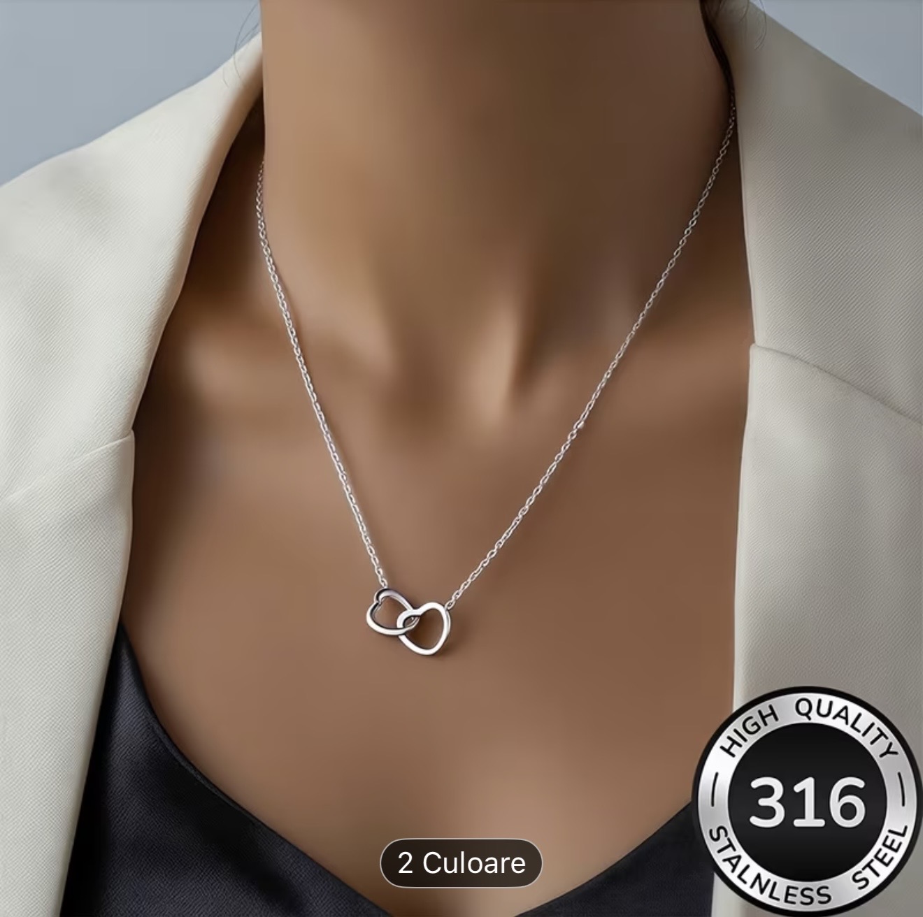 Colier cu două inimioare