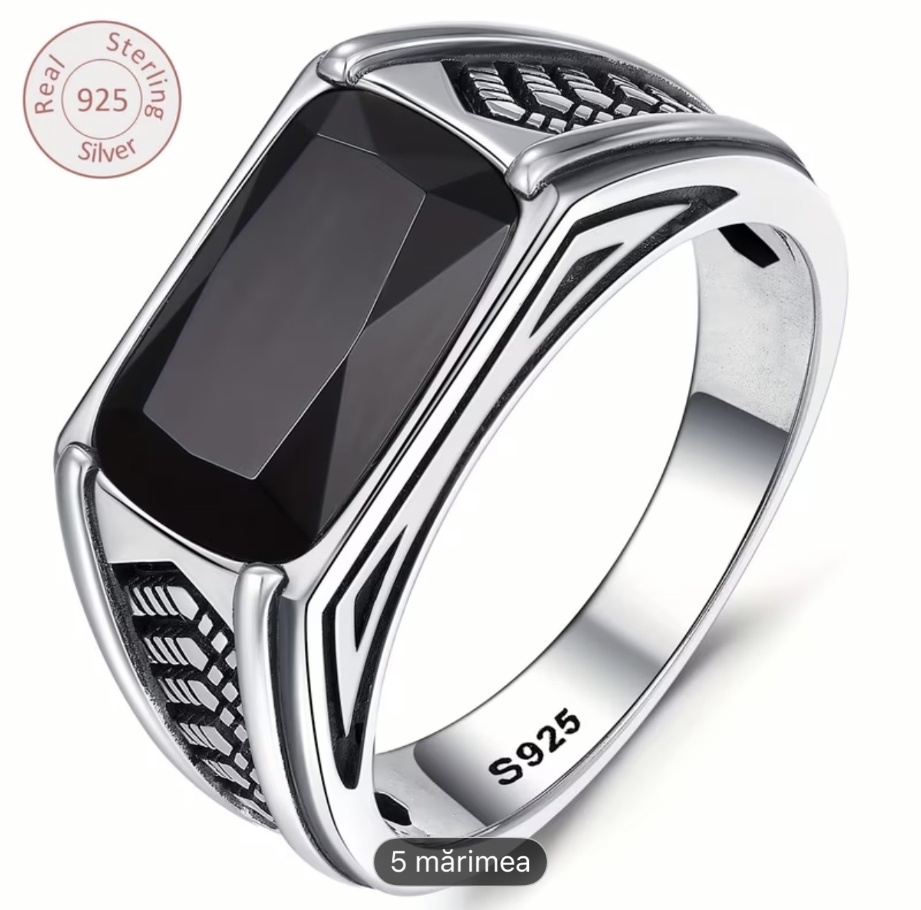 Inel bărbătesc din onix negru, argint