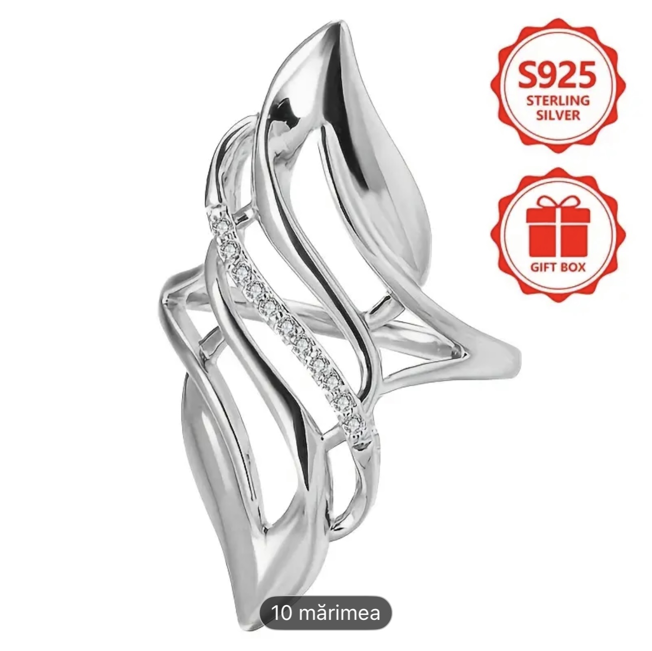 Inel cu design cu aripi de argint