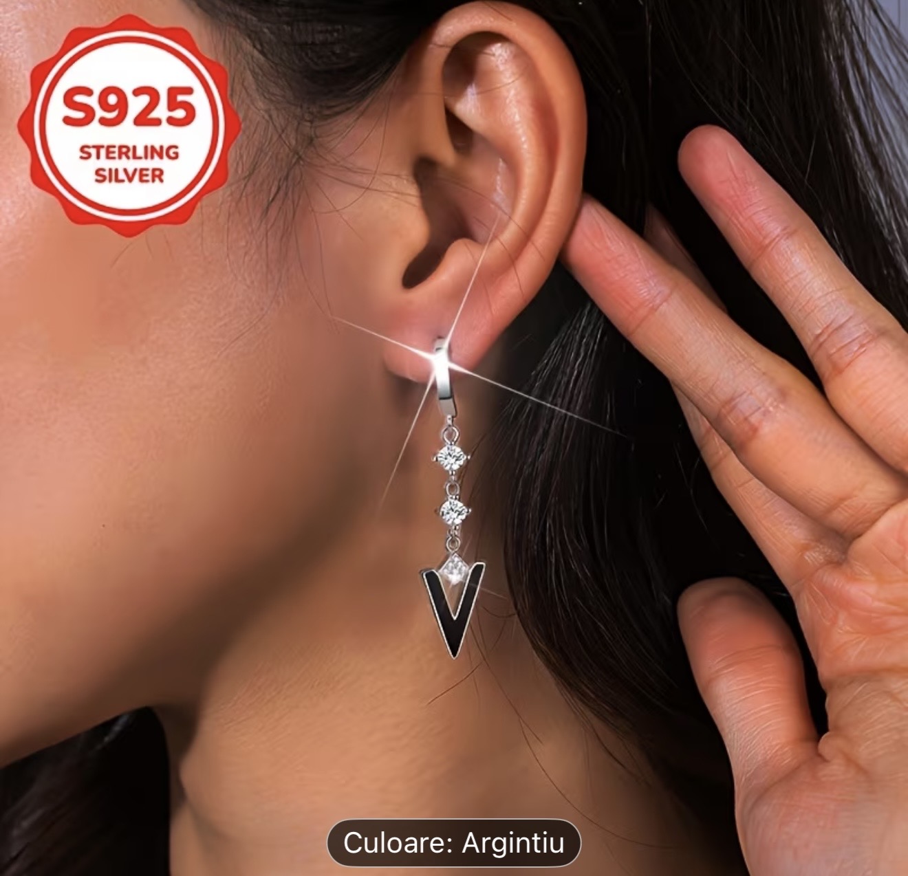 Cercei cu picătură din argint sterling