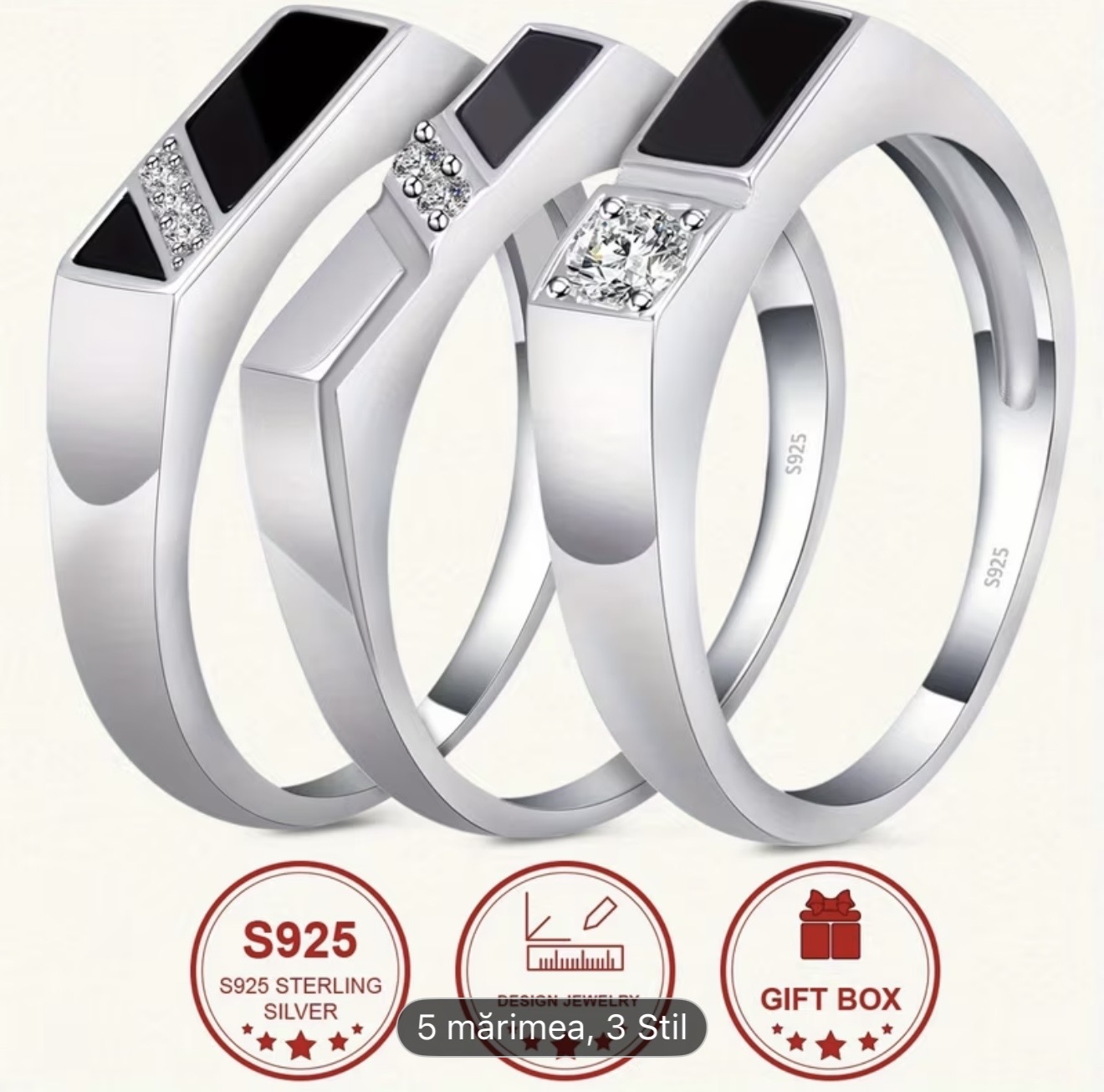 Inel elegant cu sigiliu din argint pentru bărbați