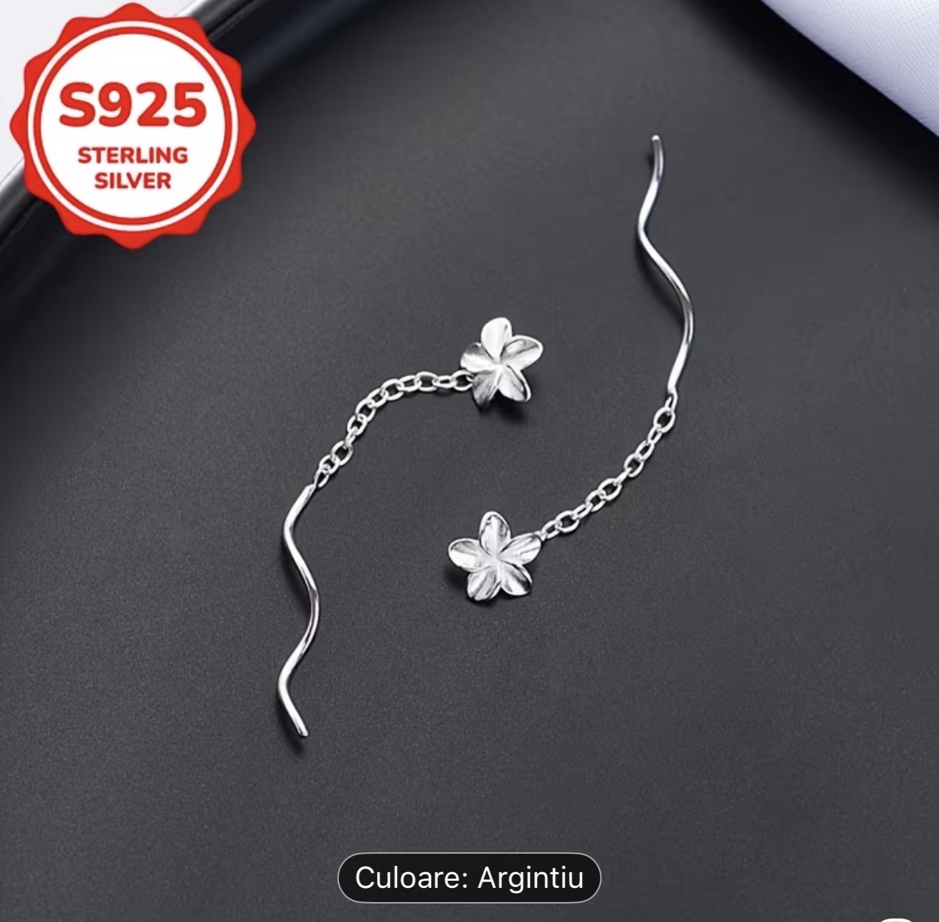 Cercei cu pandantiv din argint sterling cu flori