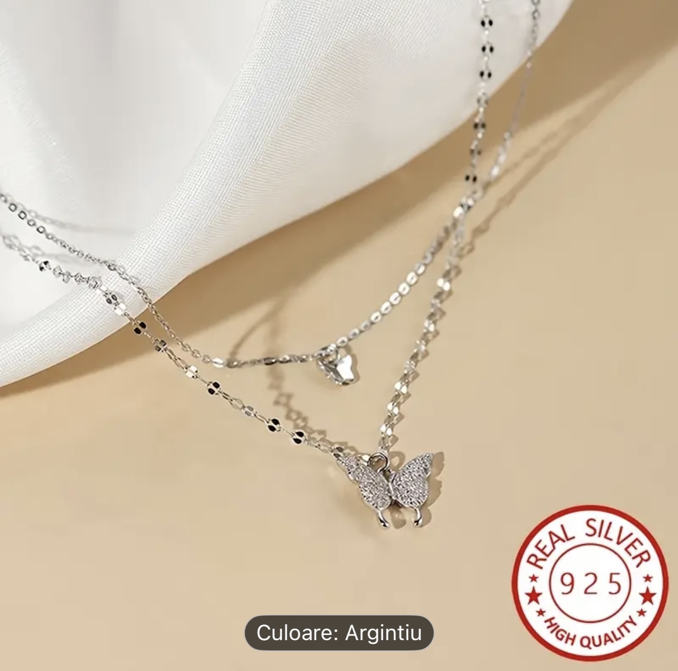 Set colier fluture argint