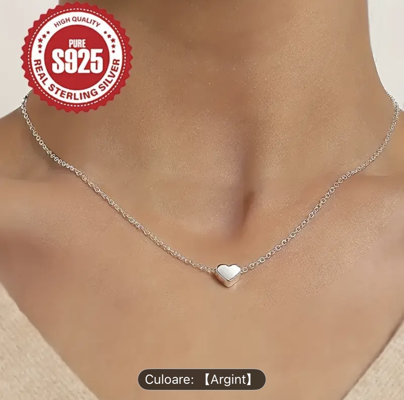 Colier inimă de argint