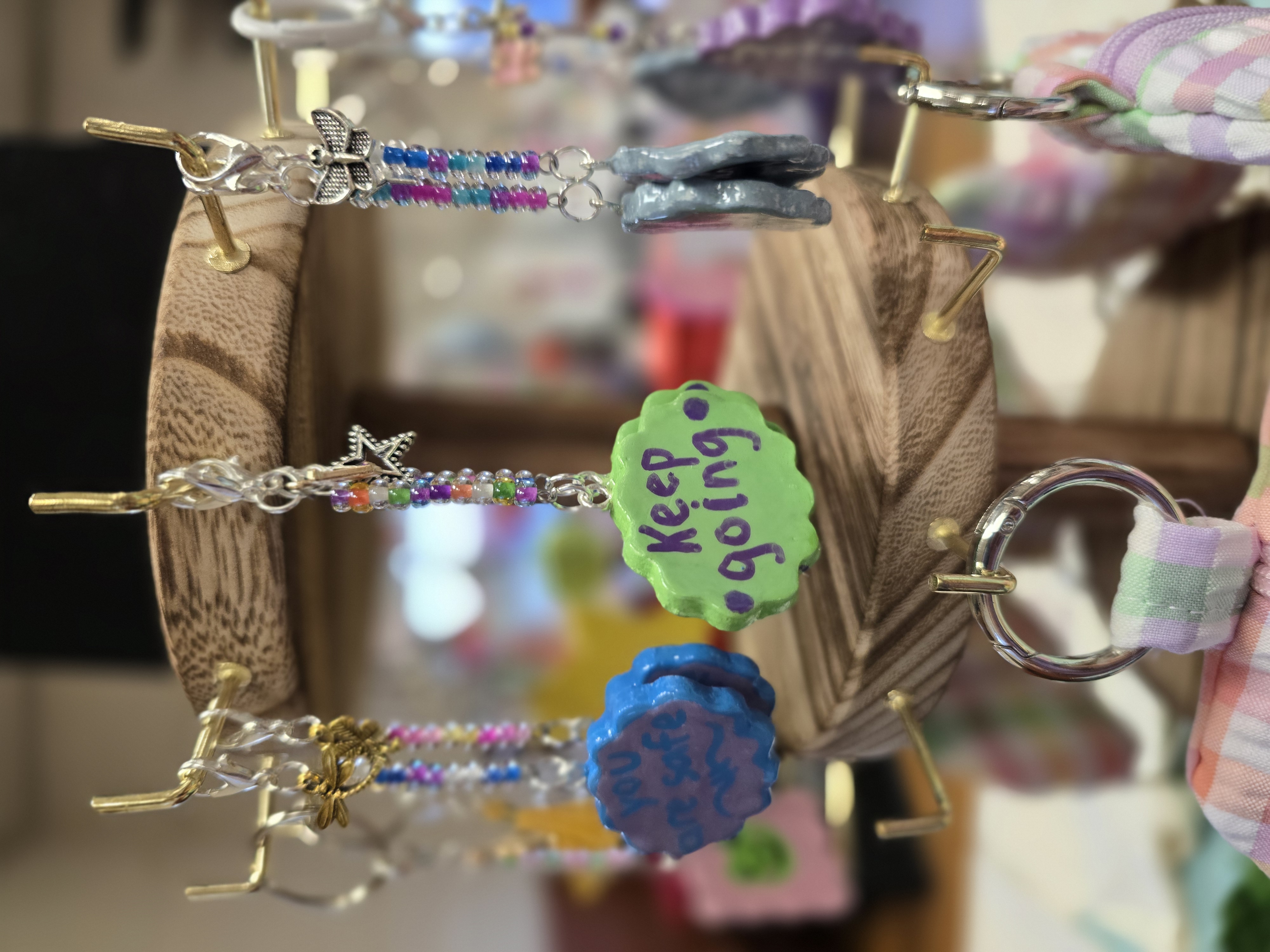 Motivational Keychain with Beaded Charm