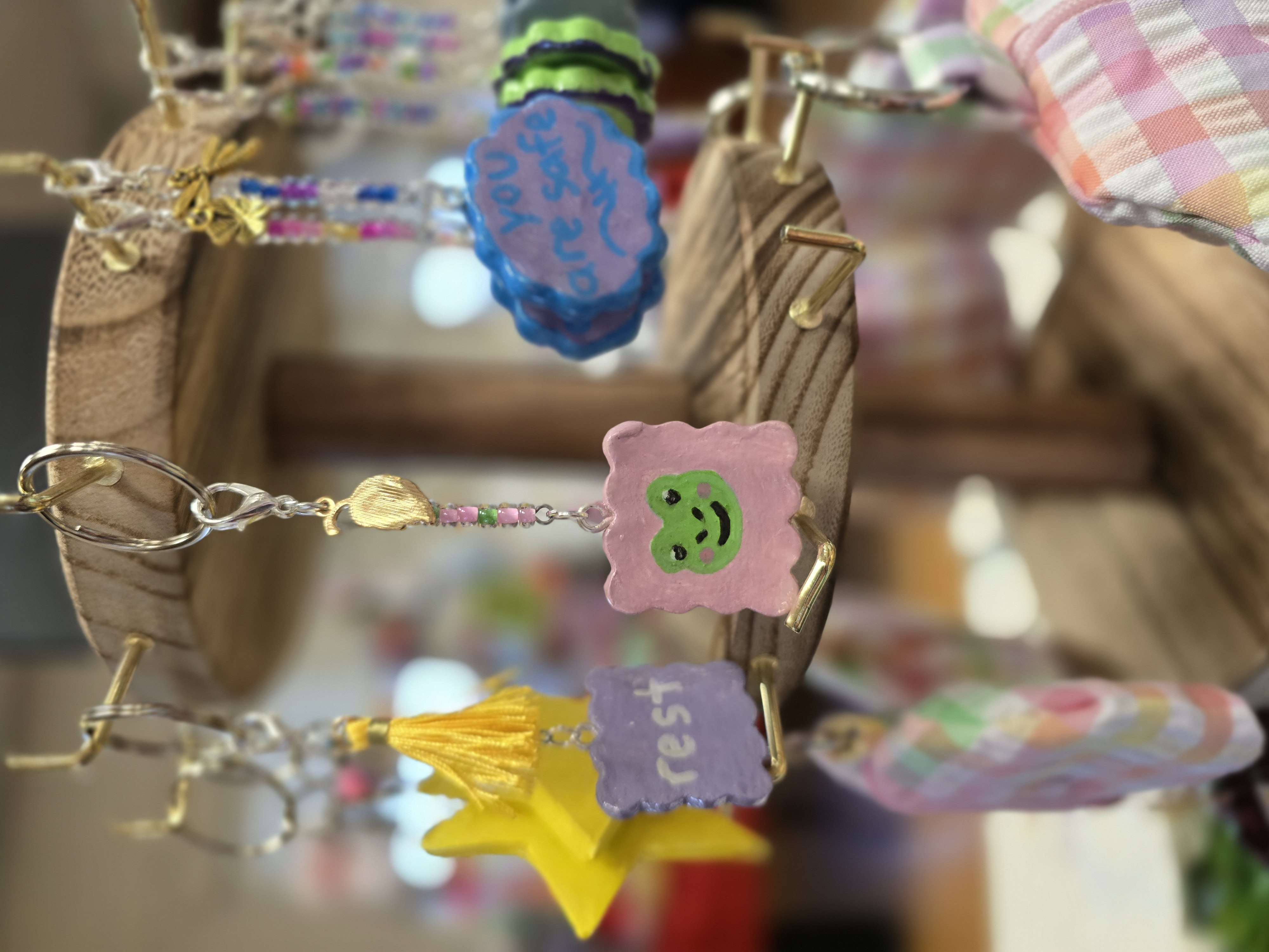 Handmade Frog Face Clay Charm Decorative Keychain