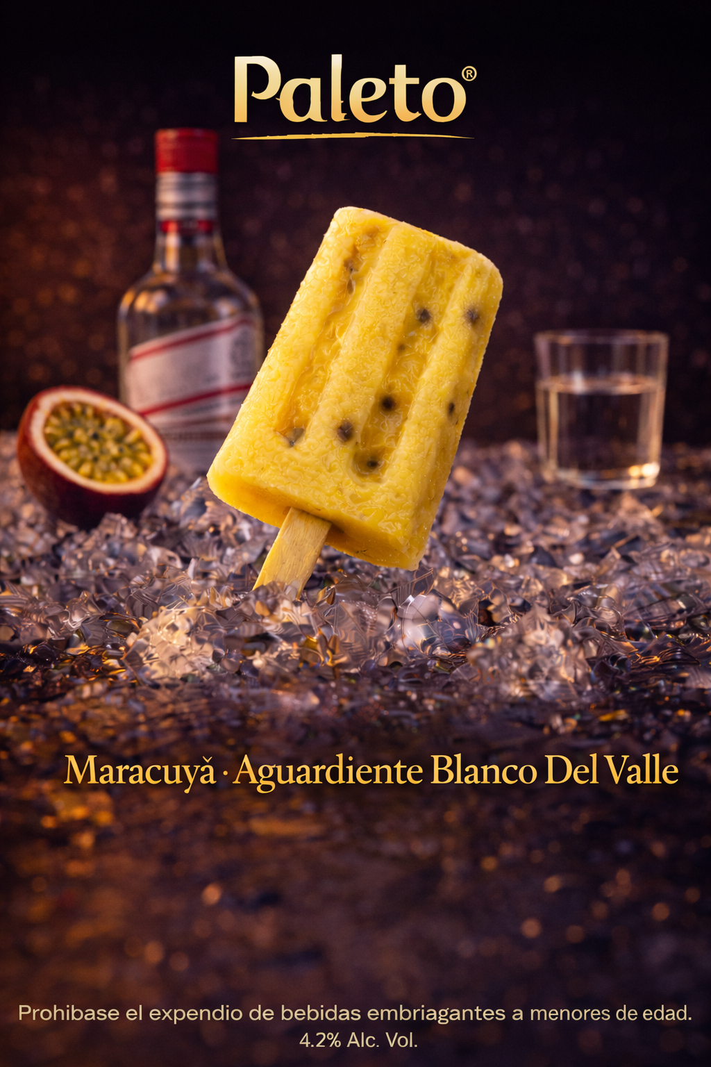 paleta maracuya con aguardiente blanco del valle