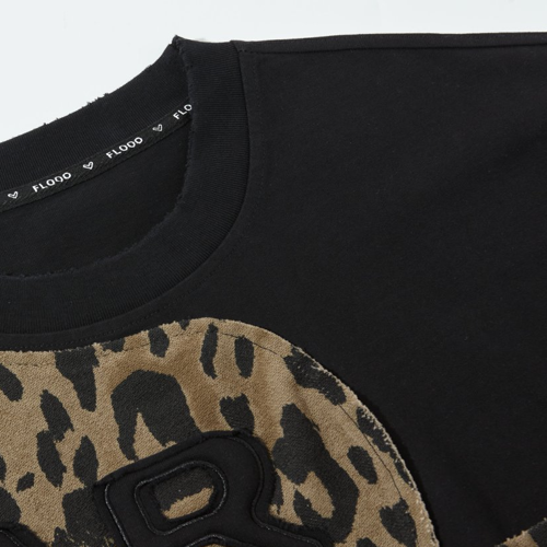 FLOOO Women’s Oversized Leopard Patch T-Shirt
