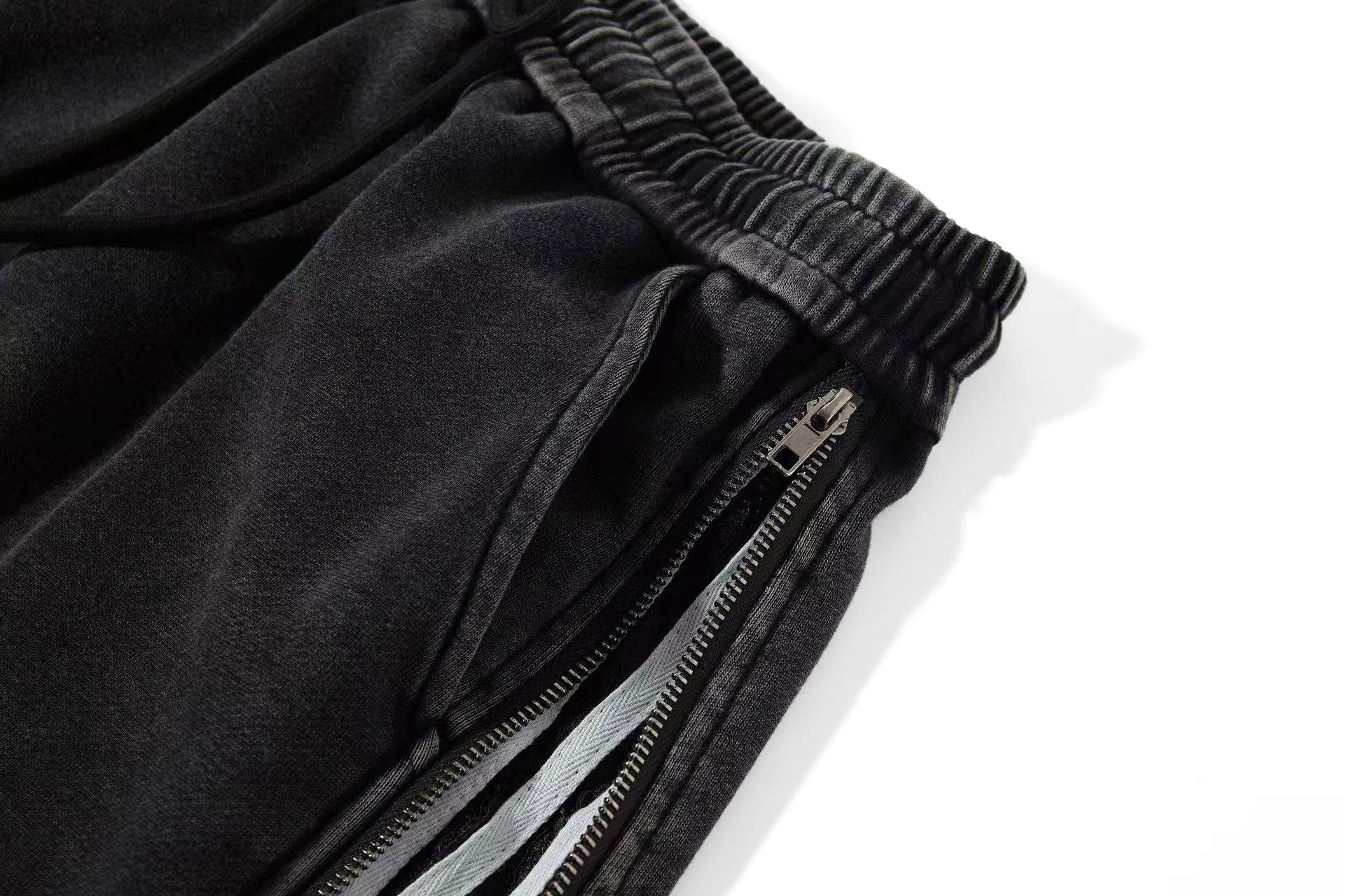 Flooo Loose Washed Sweat Jeans – Zip Wide-Leg Pants