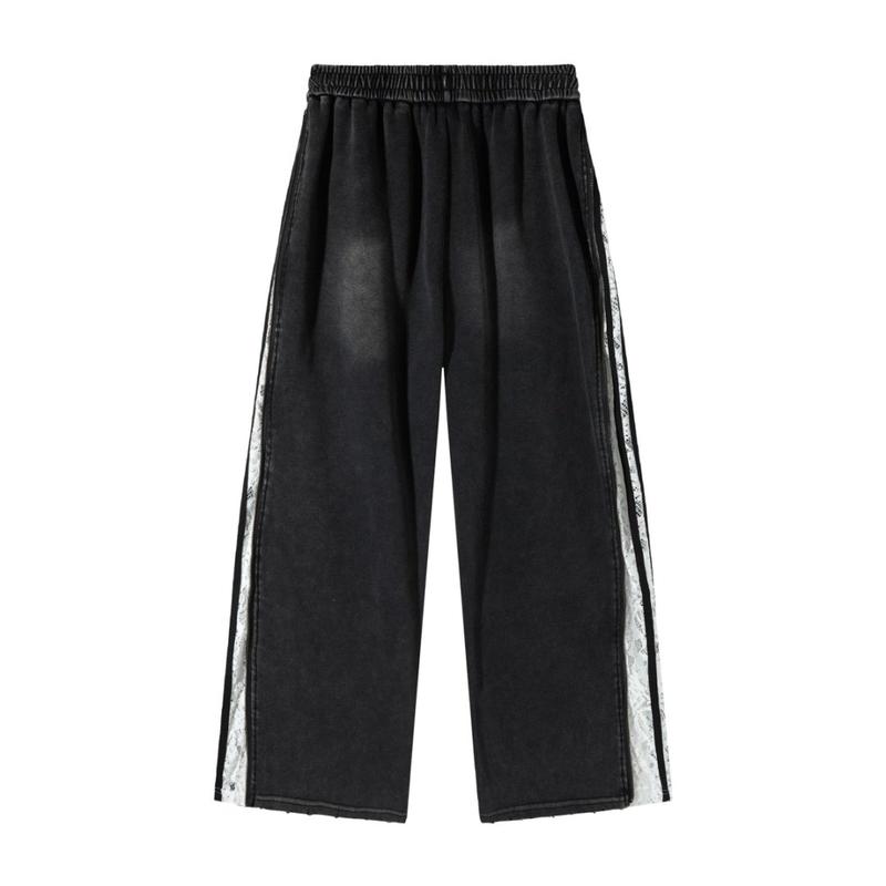 FLOOO Women’s Wide-Leg Track Pants with Lace Stripe Detail