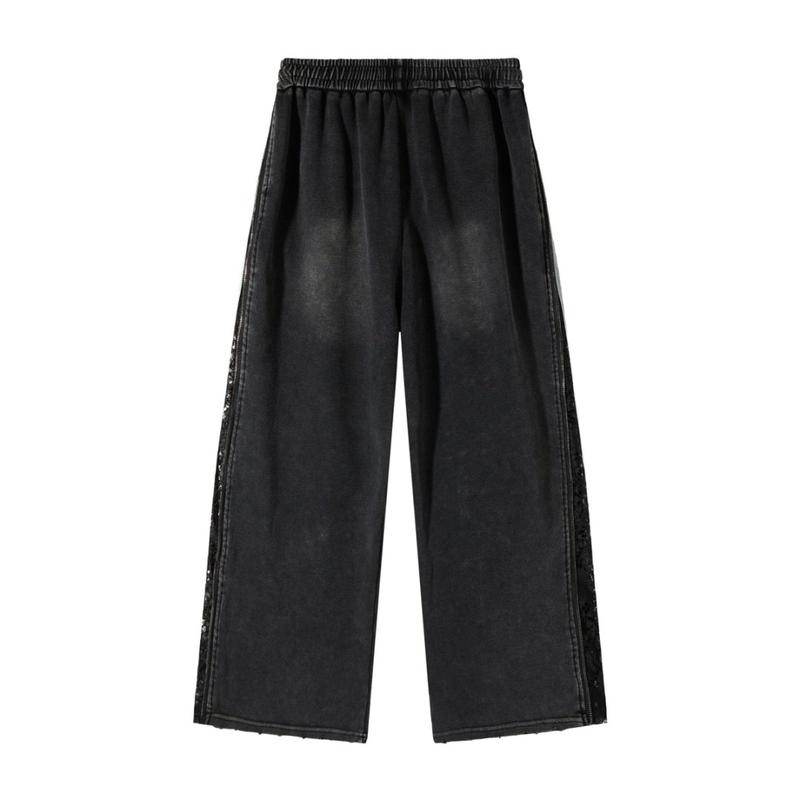 FLOOO Women’s Wide-Leg Track Pants with Lace Stripe Detail