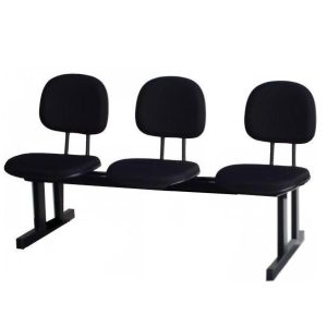 Longarina SECRETARIA 03 Lugares - Cor PRETA - Pollo Moveis - 33003