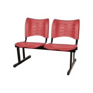 Cadeira Longarina PLASTICA 02 Lugares - Cor Vermelho - PMD - 34210