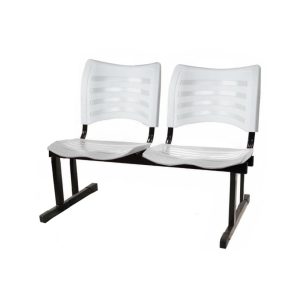 Cadeira Longarina PLASTICA 02 Lugares - Cor Branco - PMD - 34207