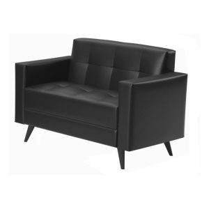 Sofa para Escritorio Roma 02 Lugares - Corino - Cor Preto - 60041