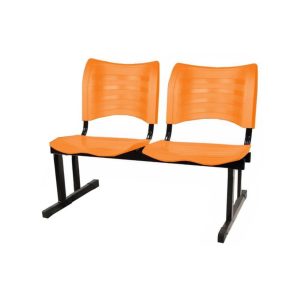 Cadeira Longarina PLASTICA 02 Lugares - Cor Laranja - PMD - 34208