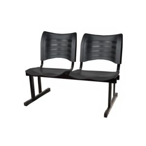 Cadeira Longarina PLASTICA 02 Lugares - Cor Preto - PMD - 34213