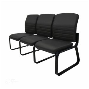 Sofanete para Escritorio Estofada com 03 Lugares ESTOFADA - LYON - Cor Preto - 33121