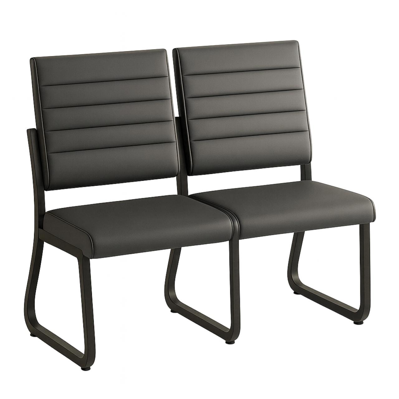 Sofanete para Escritorio Estofada com 02 Lugares - TRIX - Pes PRETO - 35120