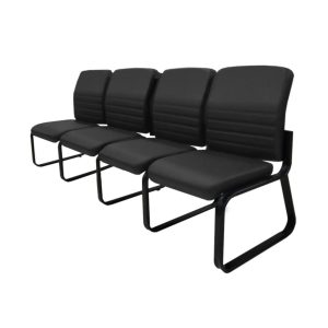 Sofanete para Escritorio Estofada com 04 Lugares ESTOFADA - LYON - Cor Preto - 33122