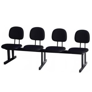 Longarina para Recepção SECRETARIA 04 Lugares - Corino PRETO - Pollo Moveis - 34120