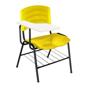 Cadeira Universitaria Plastica com Prancheta MDF - COR AMARELO 34019