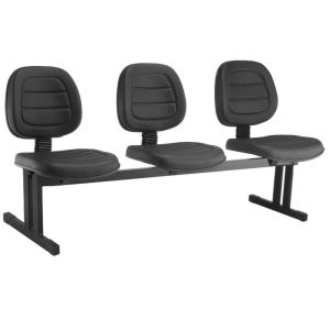 Longarina EXECUTIVA Costurada 03 Lugares - Cor Preta - Pollo Moveis - 33103