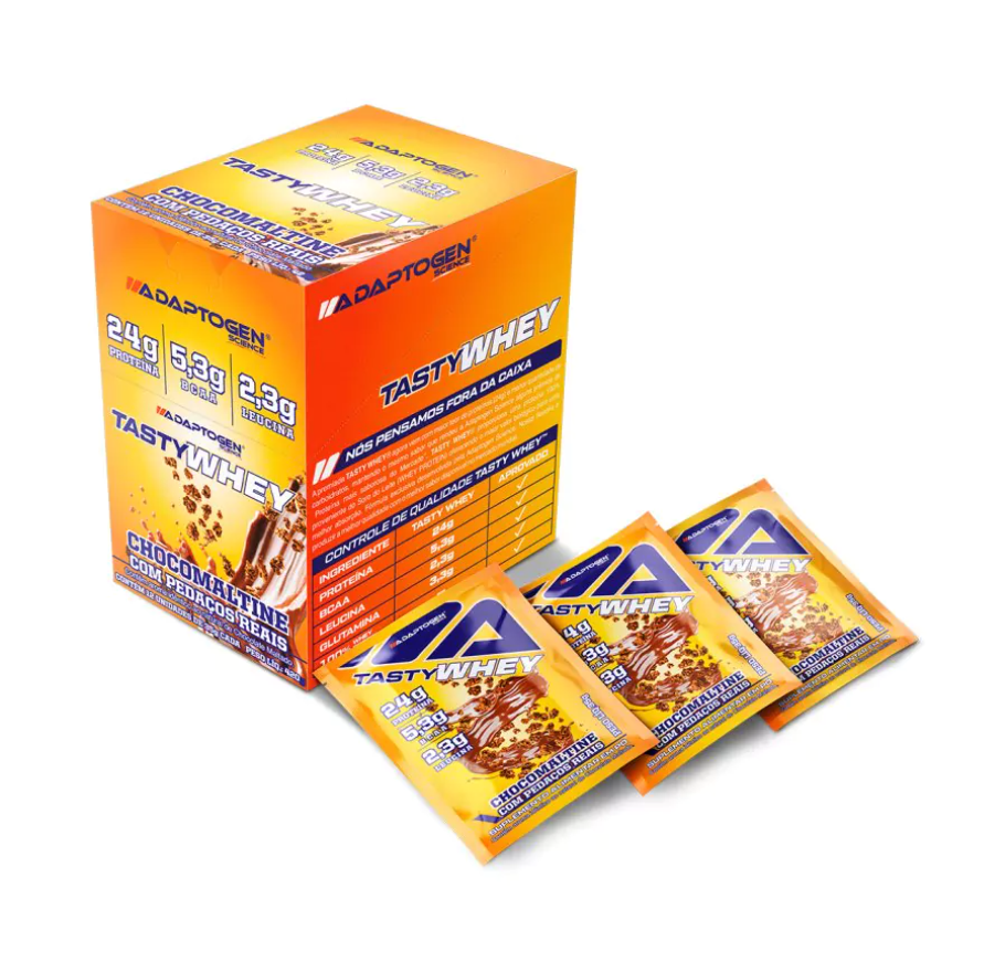 Tasty Whey 3w Gourmet Pack com 12 sachês de 34g Chocomaltine
