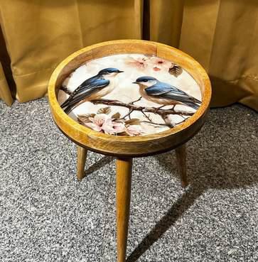 Epoxy Resin Wooden Hand-painted Wooden Side Table