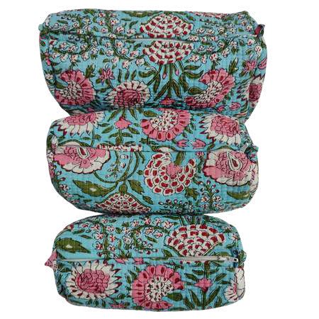 Barmer Handcrafted Floral Quilted Vanity Pouches 3pcs. Set