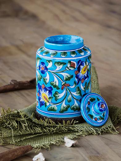 Blue Pottery Hand-Painted Ceramic Jar
