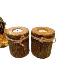 Rustic Wood Candle Holders