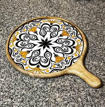 Epoxy Resin Decorative Wooden Pizza serving Platter