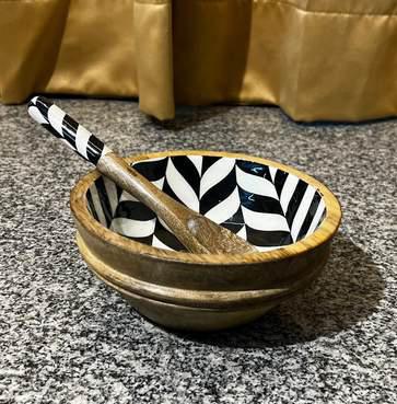 Epoxy Resin Handcrafted Wooden Salad Bowl with Spoon Set