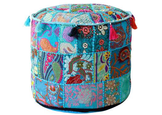 Barmer Embroidered Bohemian Ottoman Pouf Cover