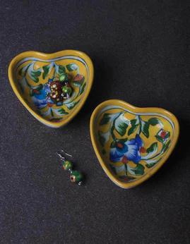 Hand-Painted Heart-Shaped Ceramic Dishes