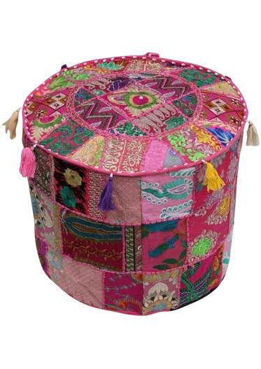 Barmer Embroidered Bohemian Ottoman Pouf Cover
