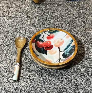 Epoxy Resin Handcrafted Wooden Salad Bowl with Spoon Set