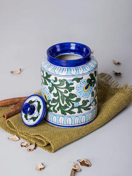 Blue Pottery Hand-Painted Ceramic Jar
